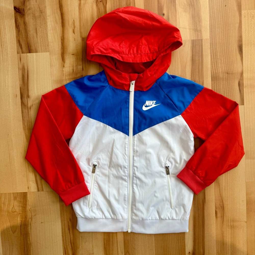 Nike Red, Blue, and White Hooded Jacket